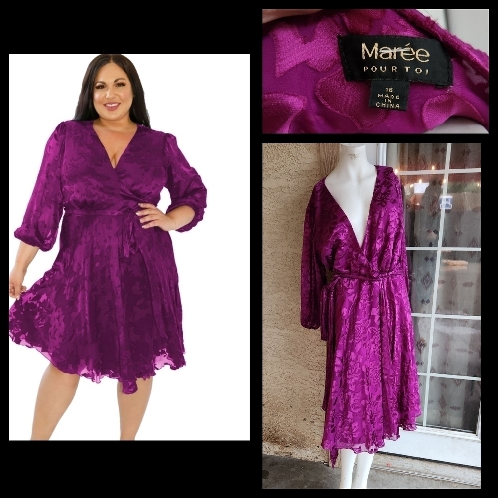 Marée Pour Toi Purple‎ Burnout Wrap Dress
